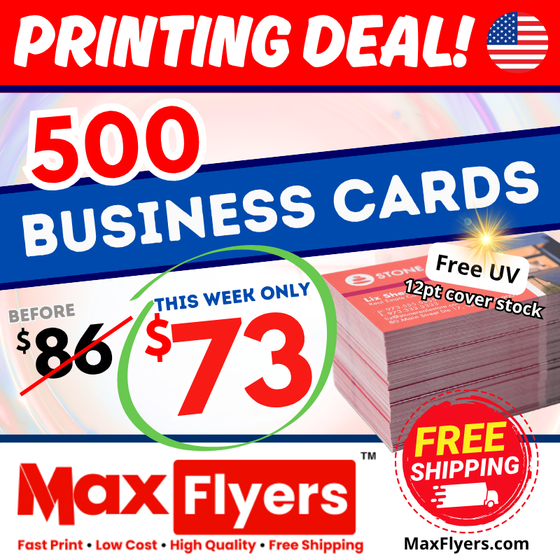 500 Business Cards 12pt Full Color 2 Sides