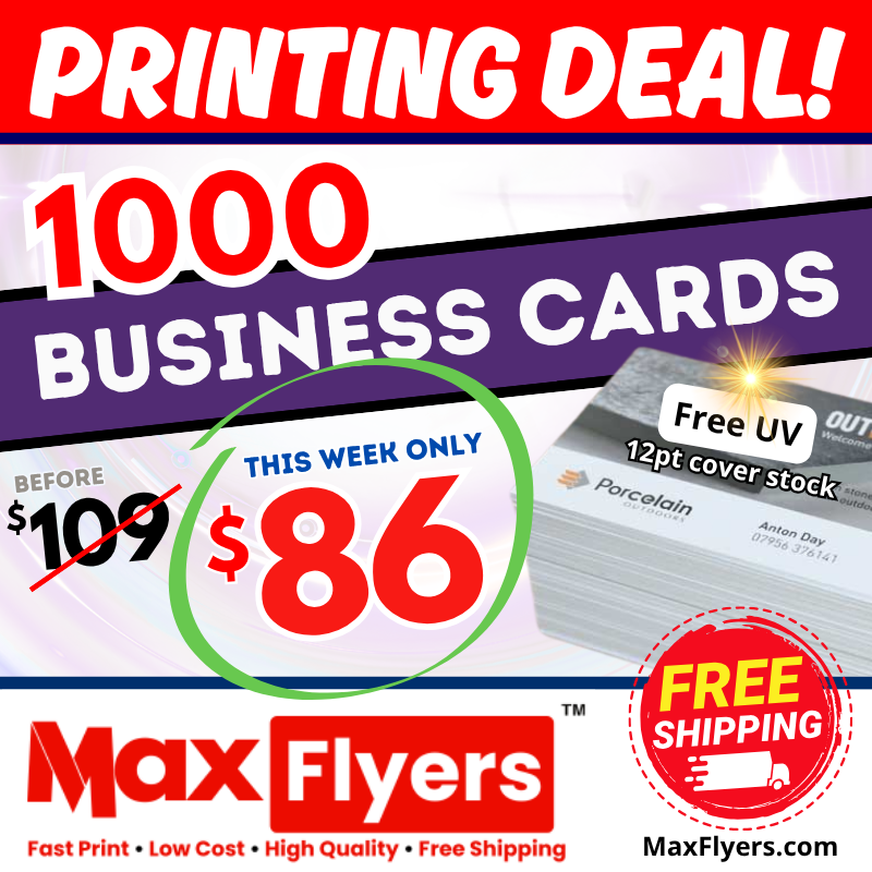 1000 Business Cards 12pt Full Color 2 Sides