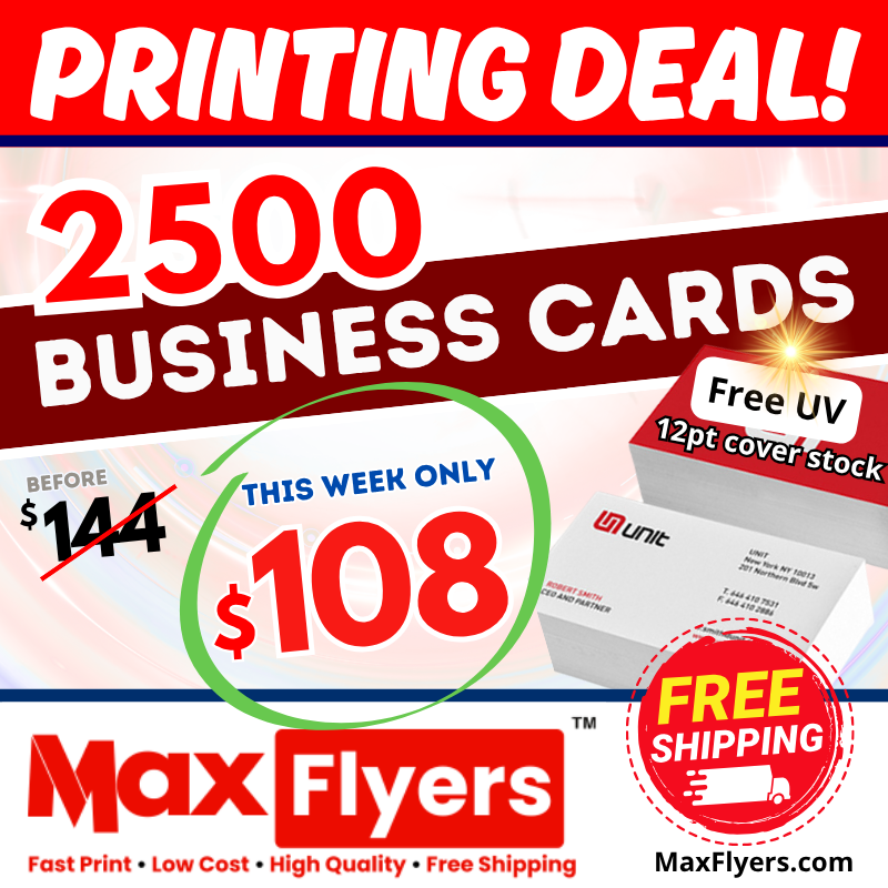 2500 Business Cards 12pt  Full Color 2 Sides