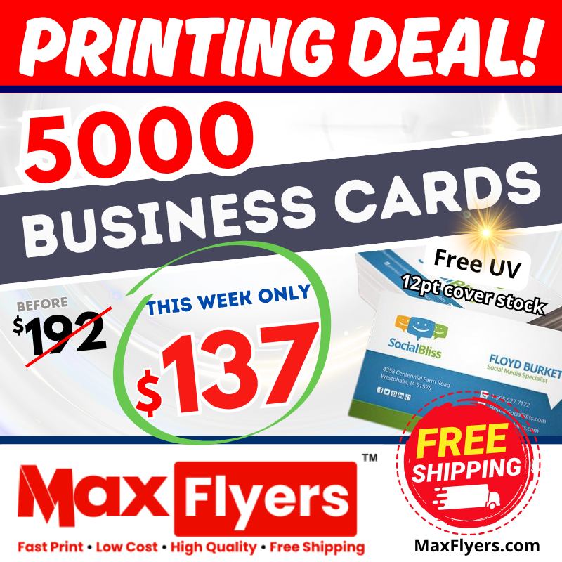 5000 Business Cards 12pt Full Color 2 Sides