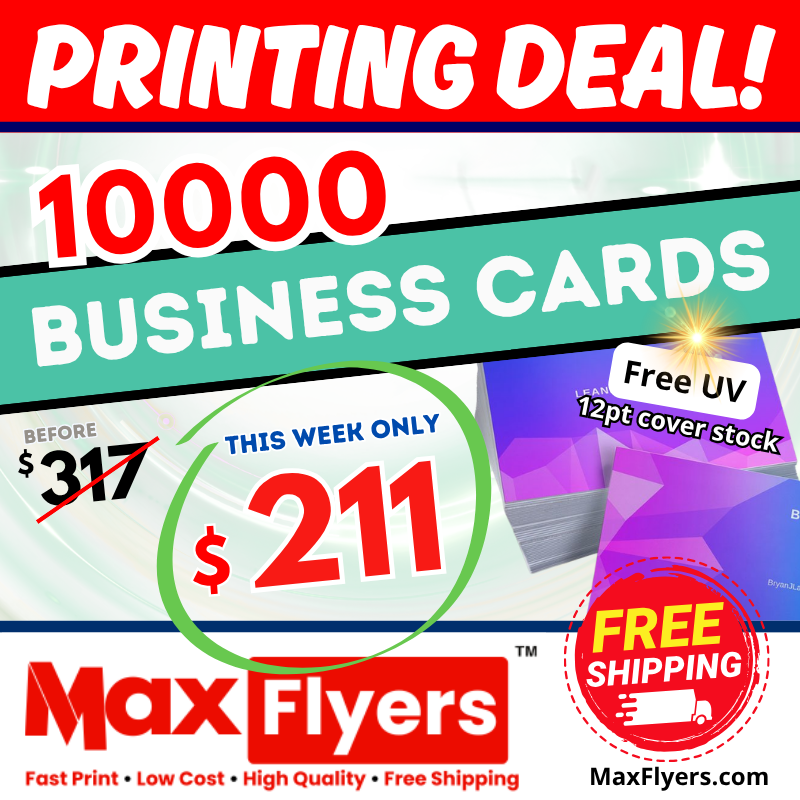 10000 Business Cards 12pt  Full Color 2 Sides