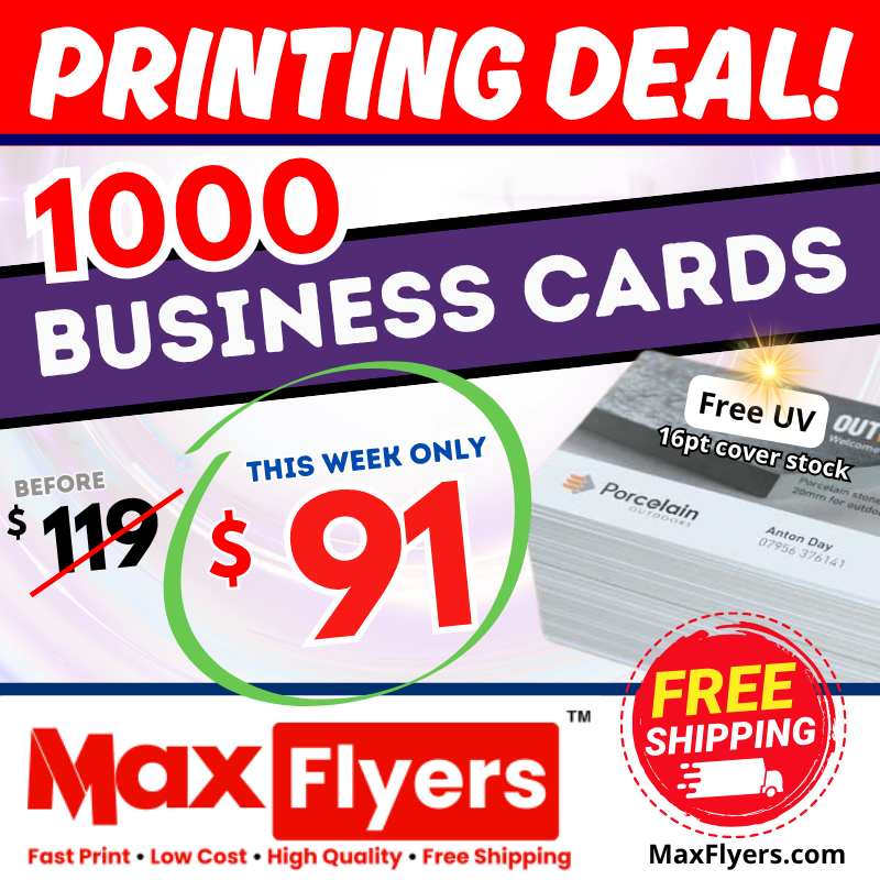 1000 Premium Business Cards 16pt Full Color 2 Sides