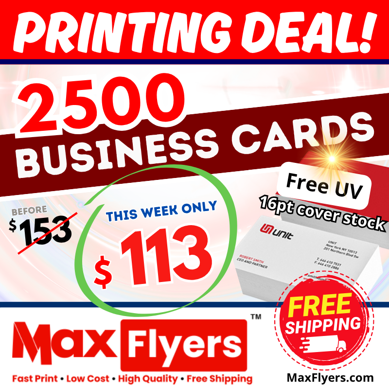 2500 Premium Business Cards 16pt Full Color 2 Sides