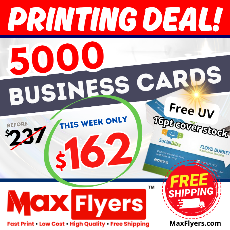 5000 Premium Business Cards 16pt Full Color 2 Sides