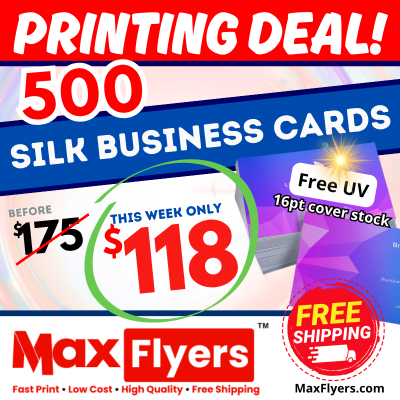 500 Silk Luxury Business Cards 16pt Full Color 2 Sides