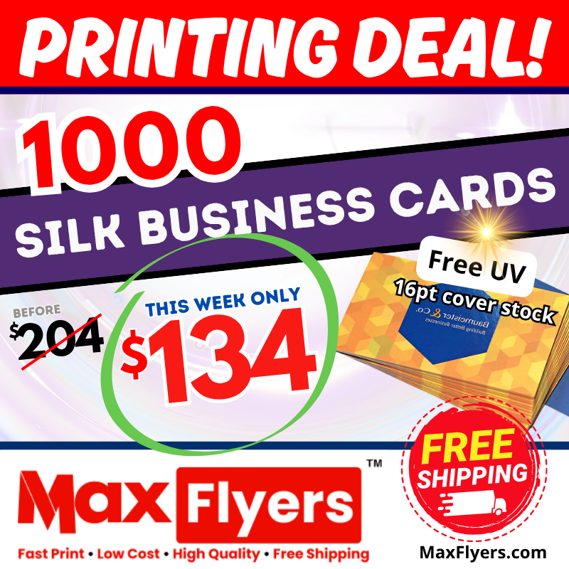 1000 Silk Luxury Business Cards 16pt Full Color 2 Sides