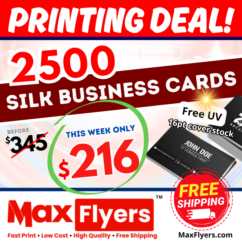 2500 Silk Luxury Business Cards 16pt Full Color 2 Sides