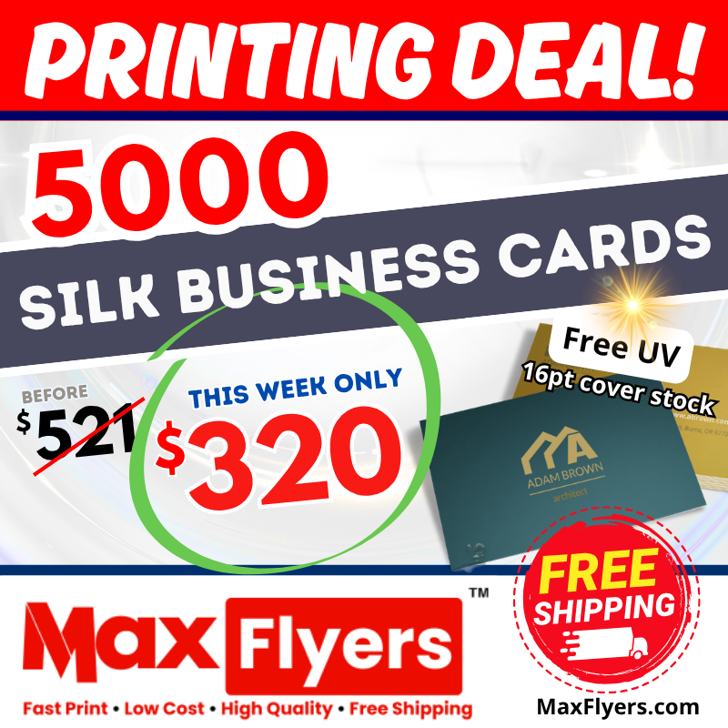 5000 Silk Luxury Business Cards 16pt Full Color 2 Sides