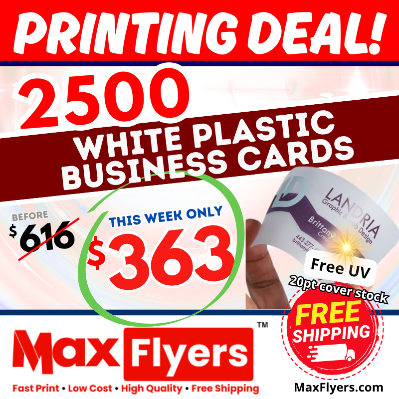 2500 Premium Plastic Business Cards 20pt Full Color 1 sides