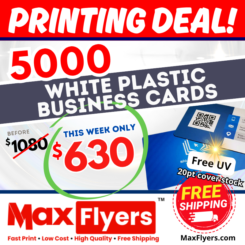 5000 Premium Plastic Business Cards 20pt Full Color 1 sides