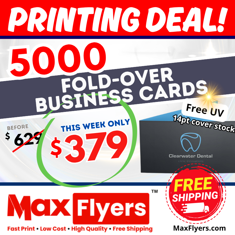 5000 Fold-Over Business Cards 14pt Full Color 2 Sides