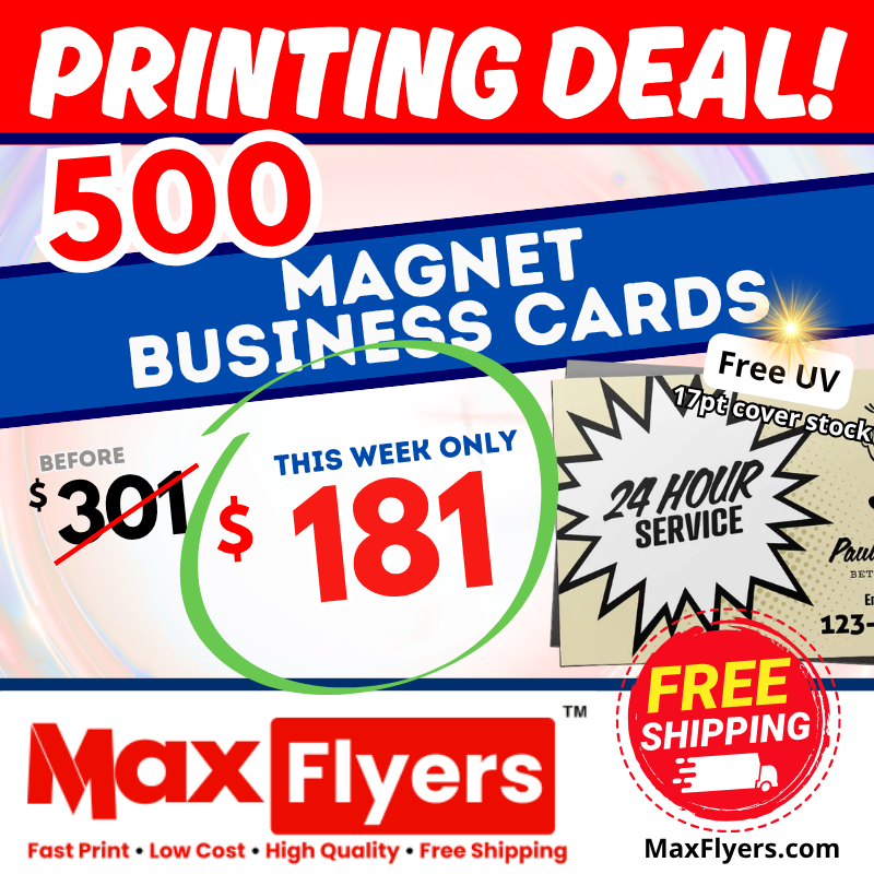 500 Magnet Business Cards 17pt Full Color 1 Sides