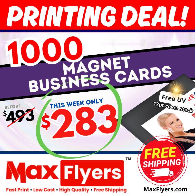 1000 Magnet Business Cards 17pt Full Color 1 Sides