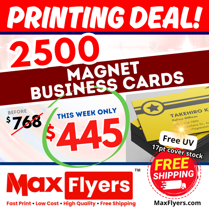 2500 Magnet Business Cards 17pt Full Color 1 Sides