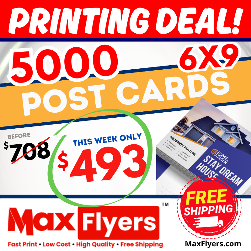 5000 6x9 Postcards 12pt Full Color 2 Sides
