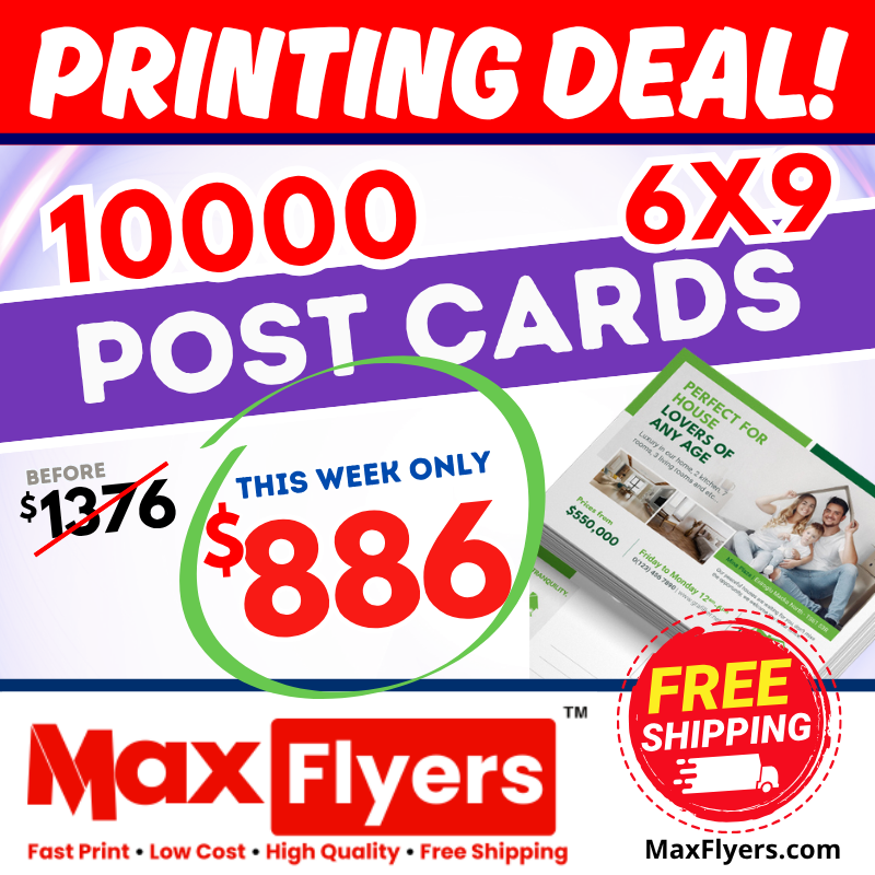 10000 6x9 Postcards 12pt Full Color 2 Sides