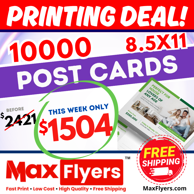 10000 8.5x11 Postcards 12pt Full Color 2 Sides