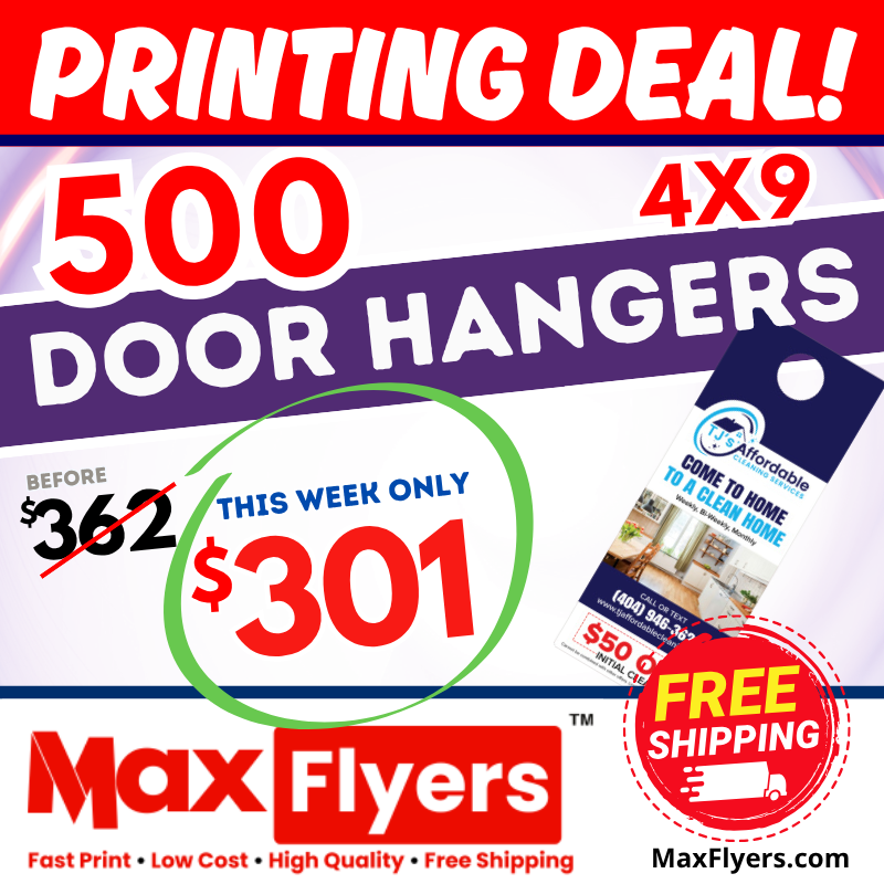 500 4x9 Door Hangers 12pt Full Color 2 Sides
