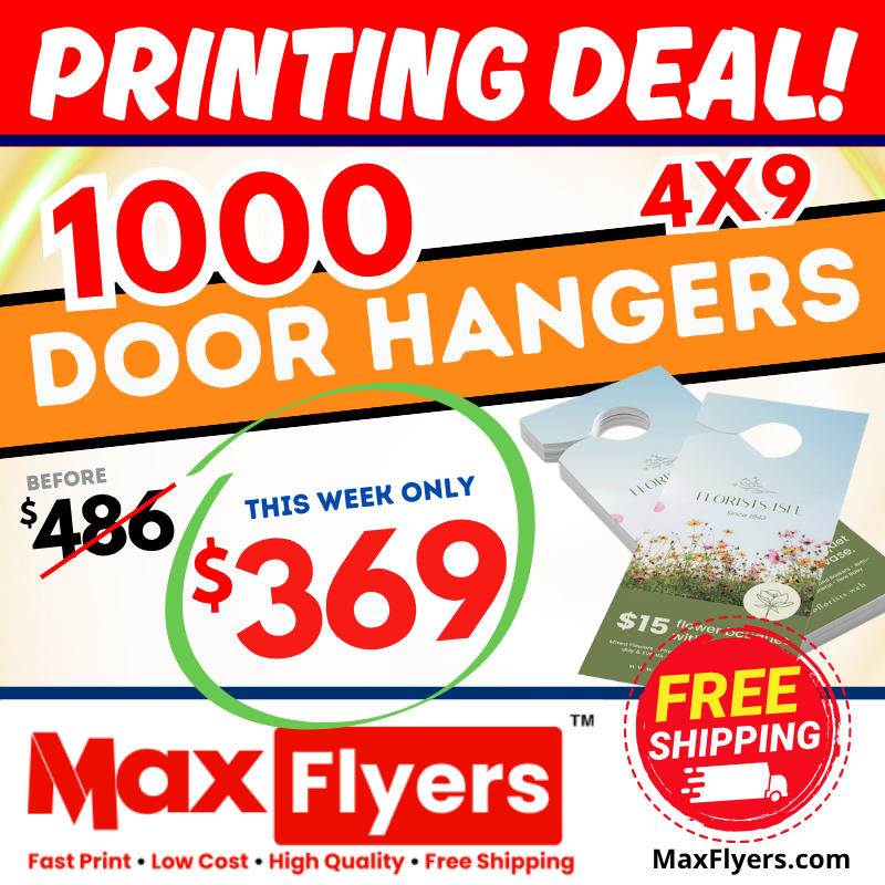 1000 4x9 Door Hangers 12pt Full Color 2 Sides