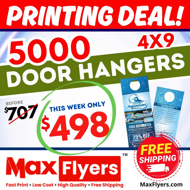 5000 4x9 Door Hangers 12pt Full Color 2 Sides