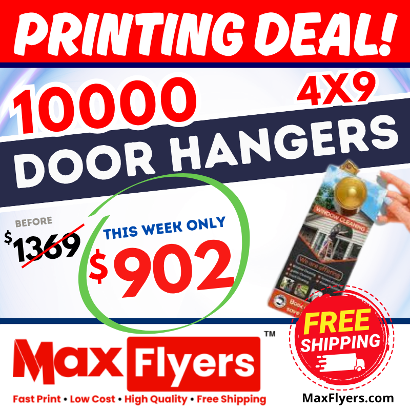 10000 4x9 Door Hangers 12pt  Full Color 2 Sides