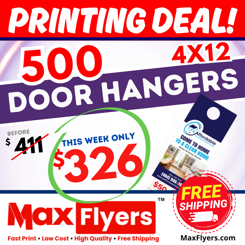 500 4x12 Door Hangers 12pt Full Color 2 Sides