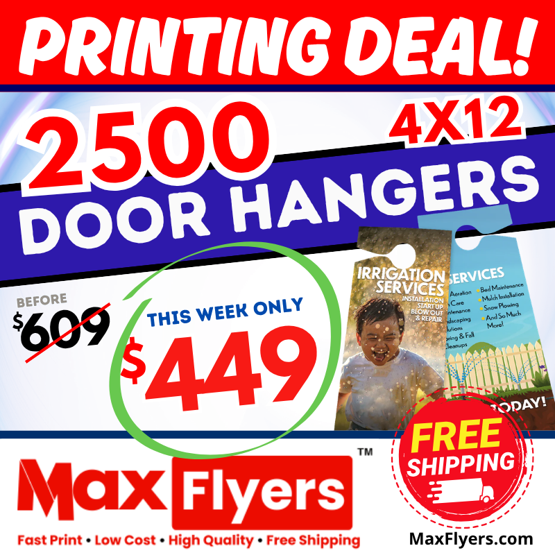 2500 4x12 Door Hangers 12pt Full Color 2 Sides