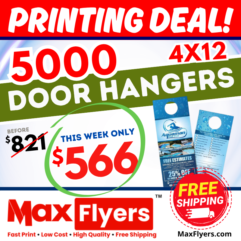 5000 4x12 Door Hangers 12pt Full Color 2 Sides