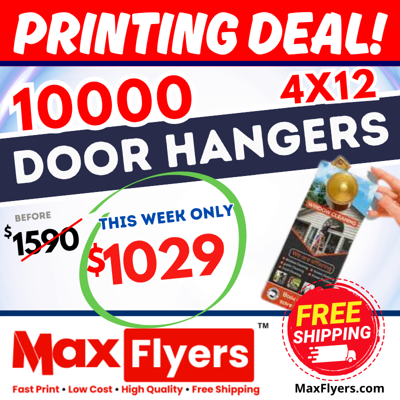 10000 4x12 Door Hangers 12pt Full Color 2 Sides