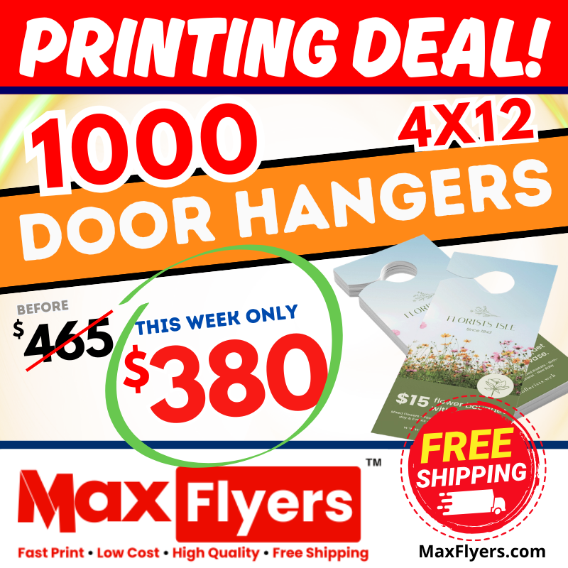1000 4x12 Door Hangers 12pt Full Color 2 Sides